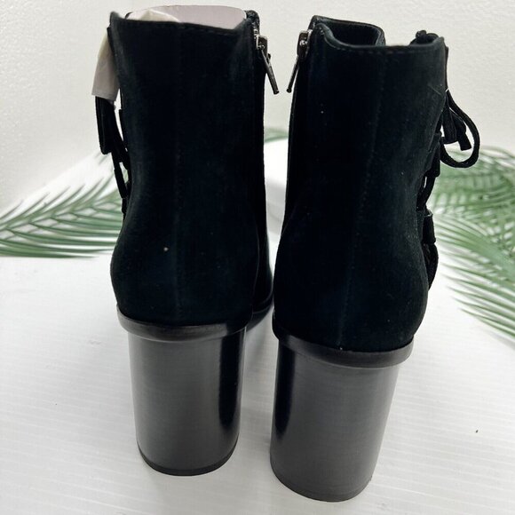 Frye Amy Side Ghillie Black Suede Leather Open Toe Ankle Boots Size 9M NWB - Picture 7 of 13